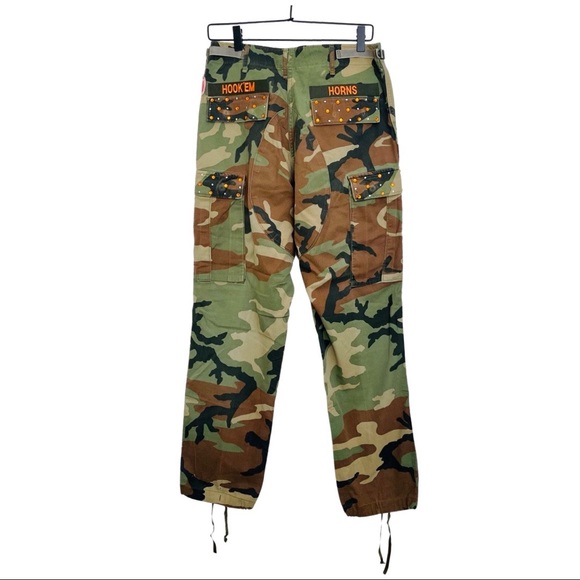 "HOOK 'EM HORNS" Bejeweled Army Fatigue Pants with Swarovski Crystal UT. - Picture 2 of 8